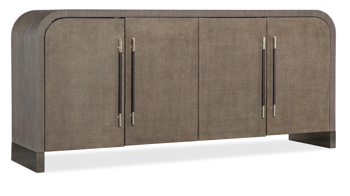 a brown cabinet with metal handles