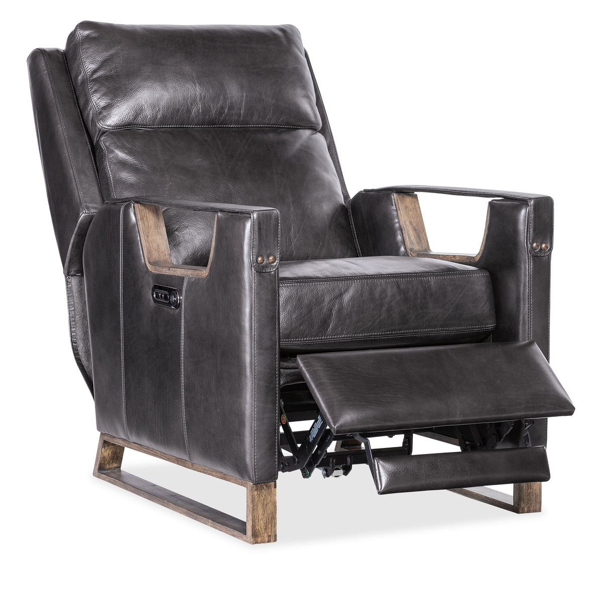 a black leather recliner chair
