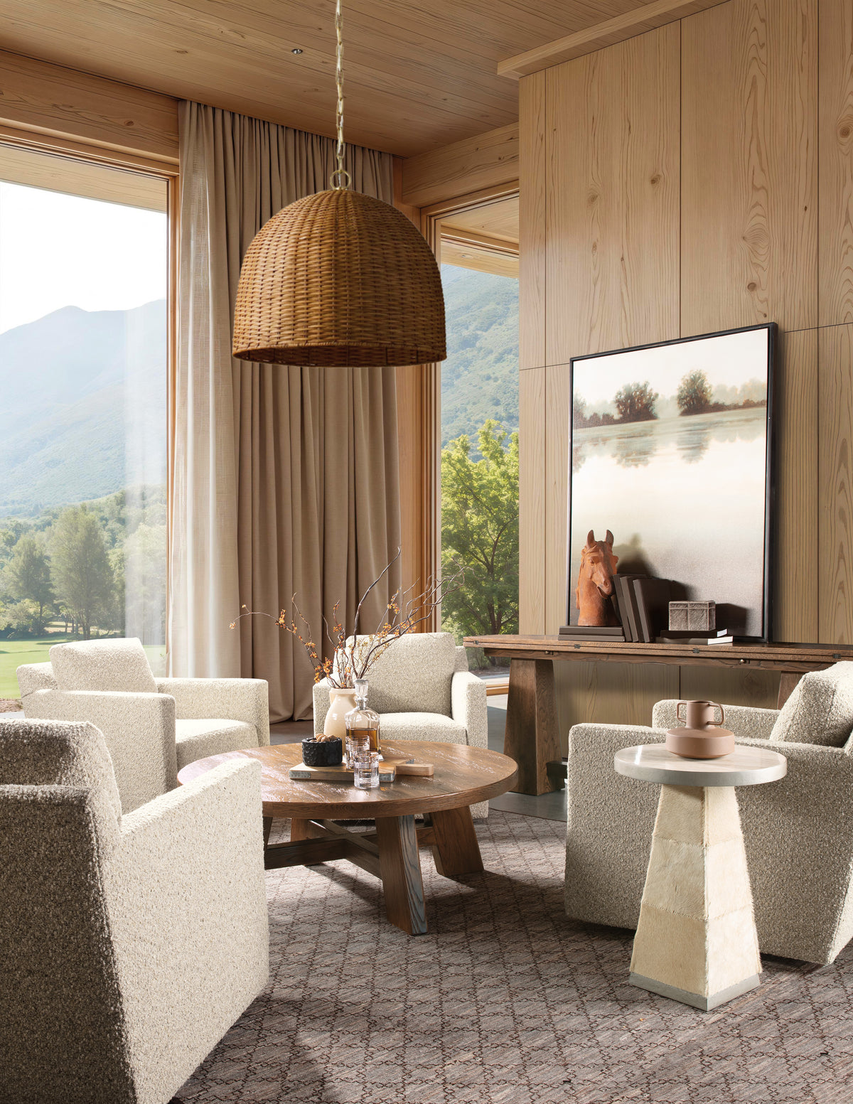 a room with a large window and a large wall