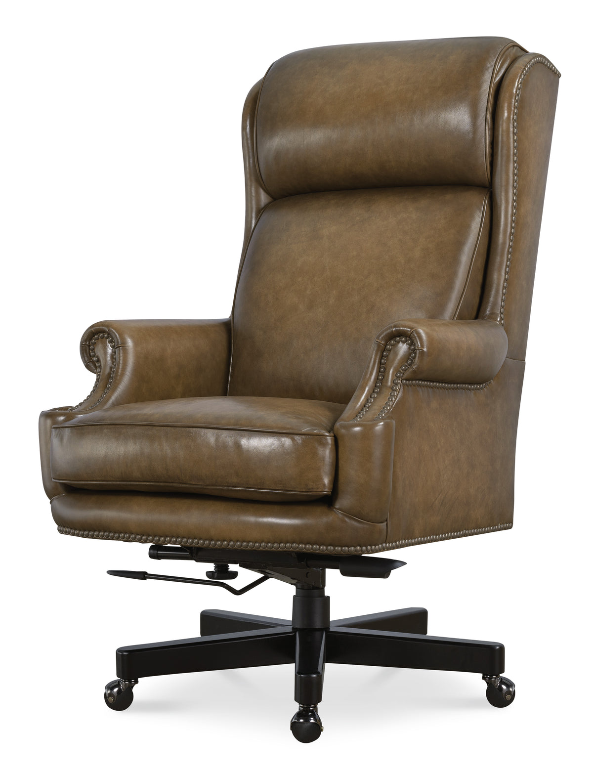 a brown leather office chair