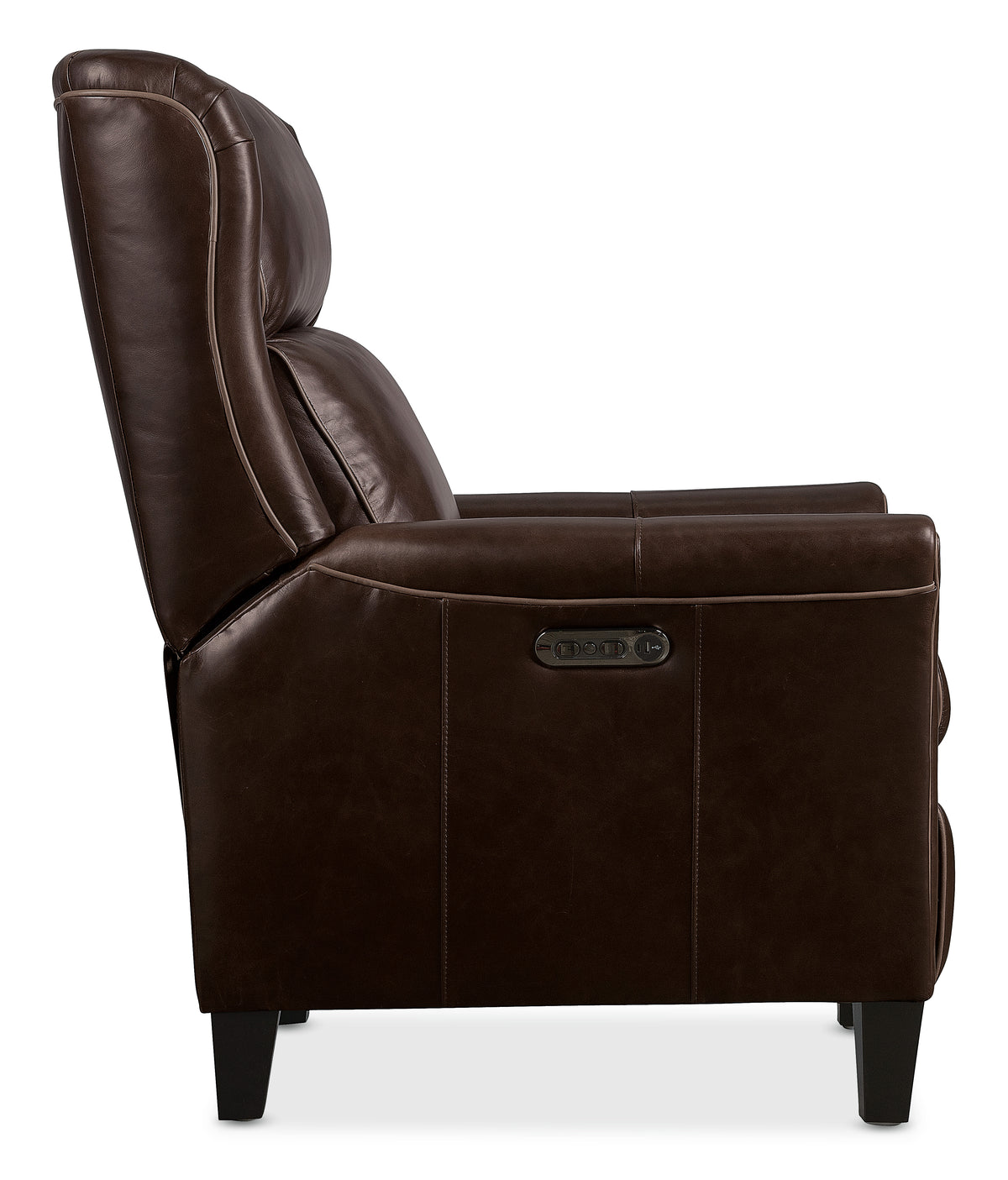 a brown leather recliner chair