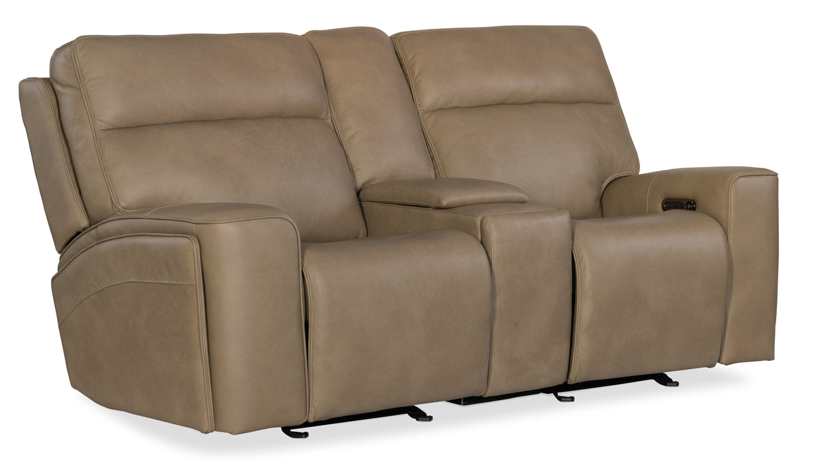 Riverton Power Gliding Console Loveseat with Power Headrest and Lumbar - Hooker Furniture (HRF-3252)