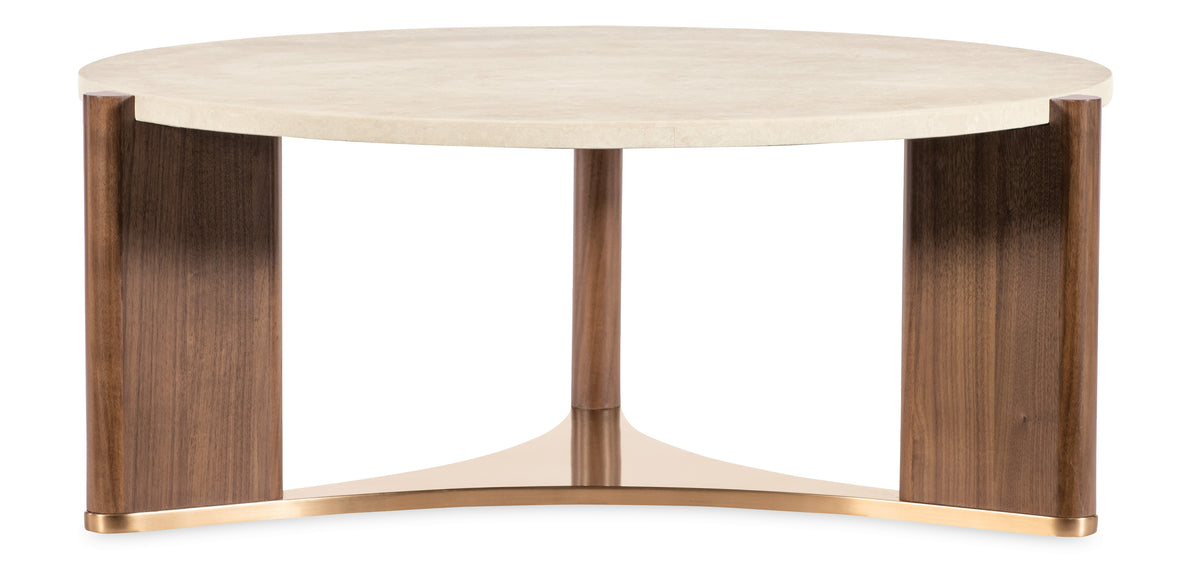 a white round table with a gold base