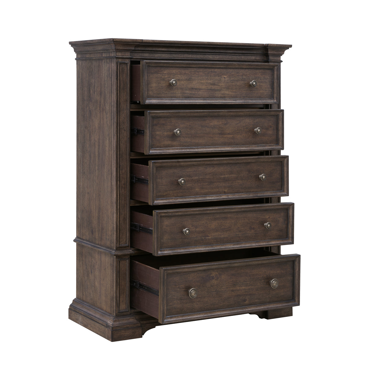 a wooden dresser with drawers