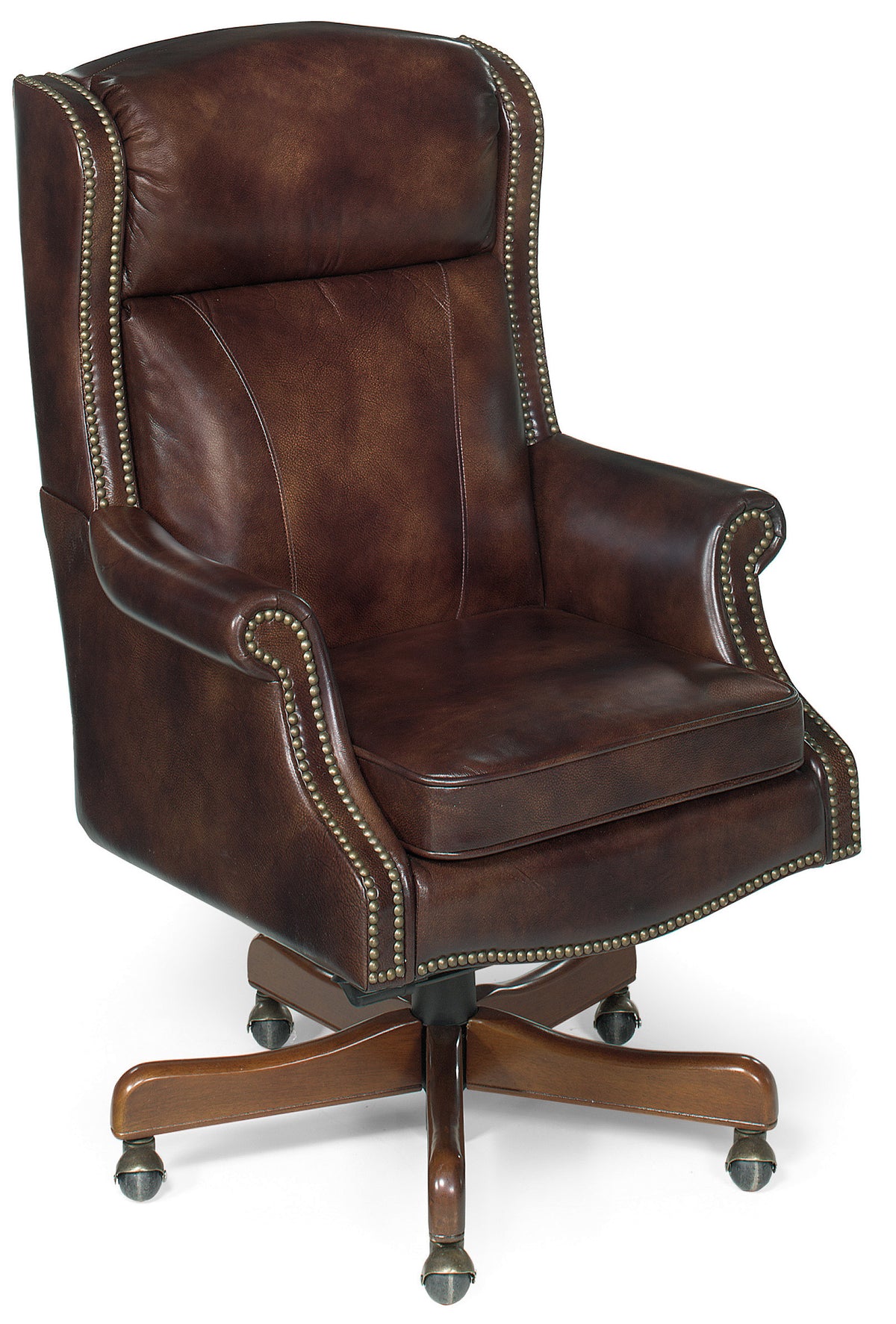 a brown leather office chair