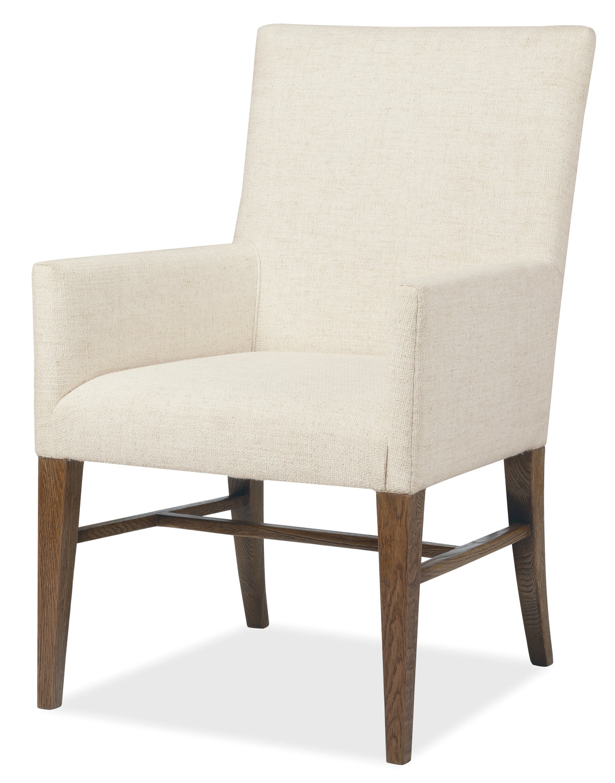 a white chair with wooden legs