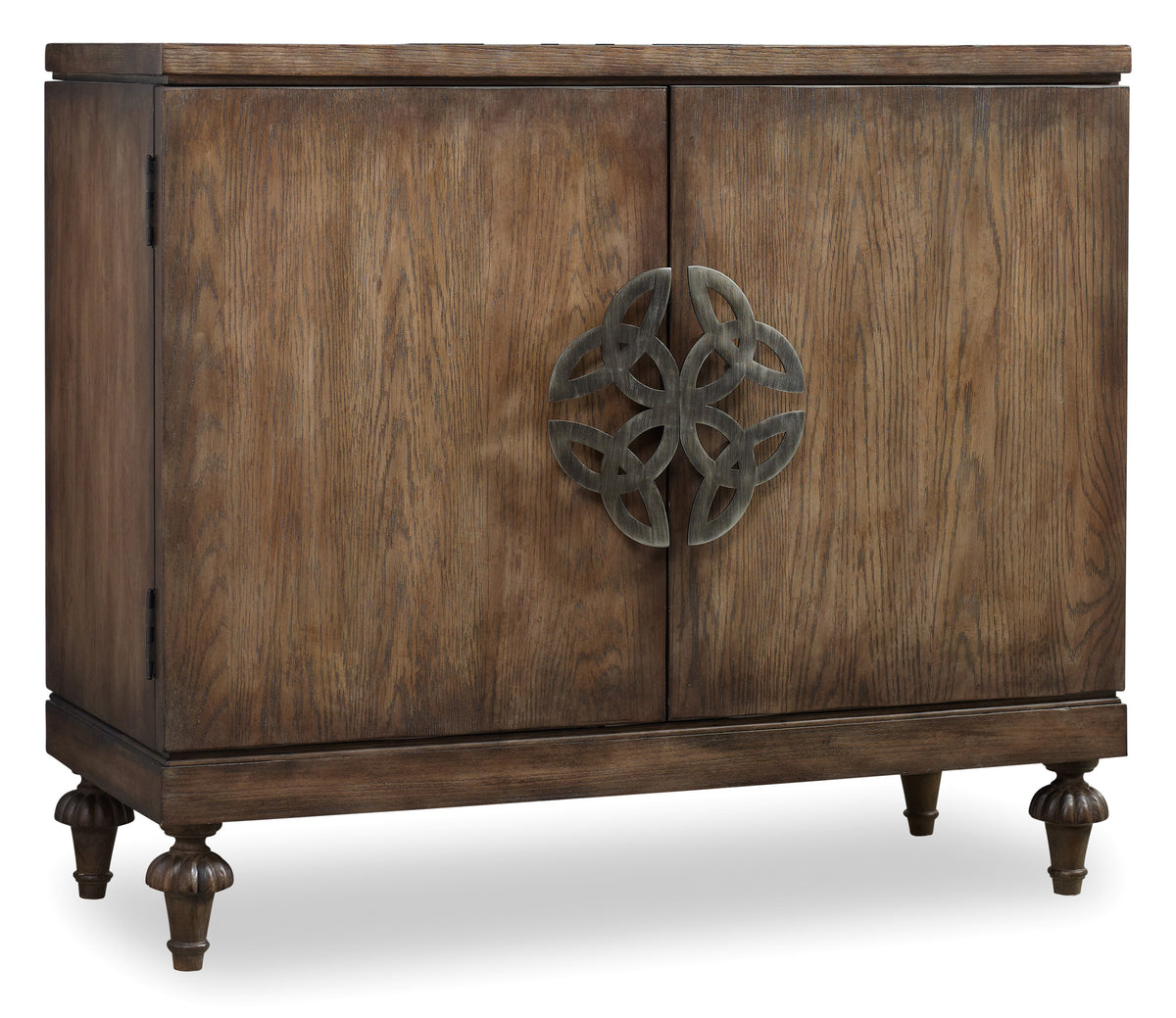 a brown cabinet with a metal handle