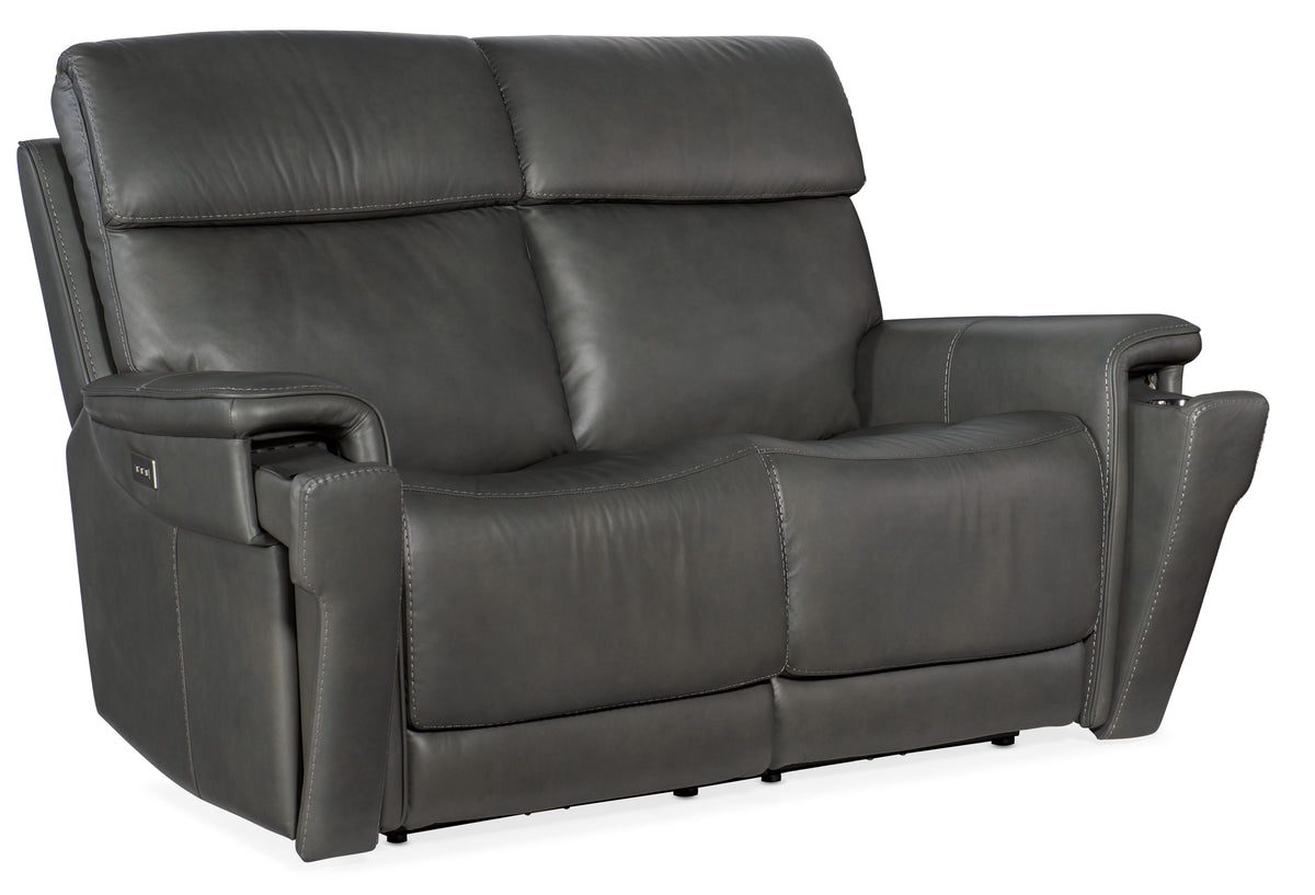 a black leather couch with armrests