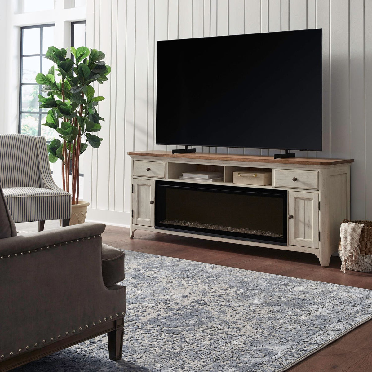 FIRE-BOX-652-79 - 652 79 Inch Console w/ Fire - Liberty Furniture