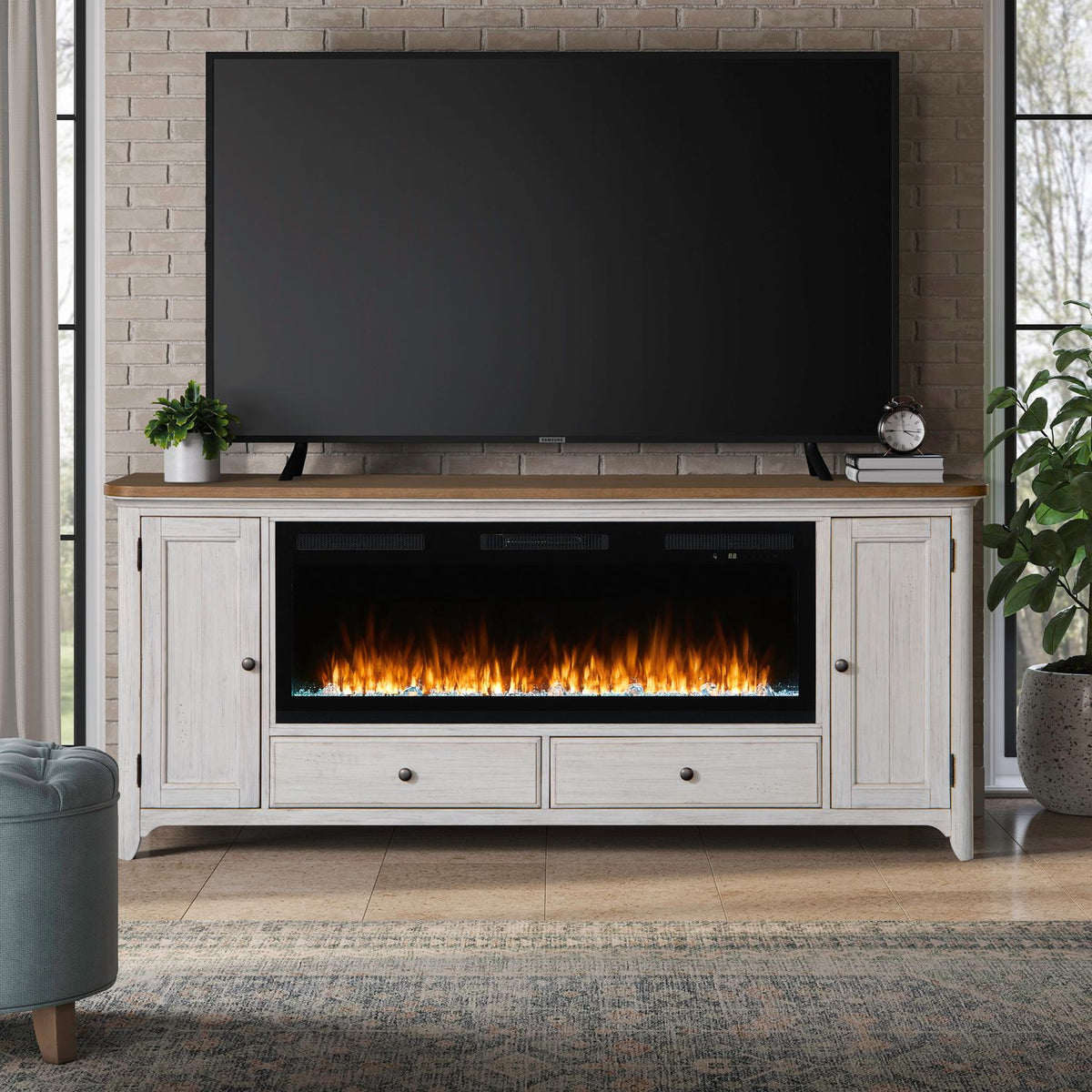FIRE-BOX-652-80FT - 652 80 Inch Console w/ Fire FT - Liberty Furniture