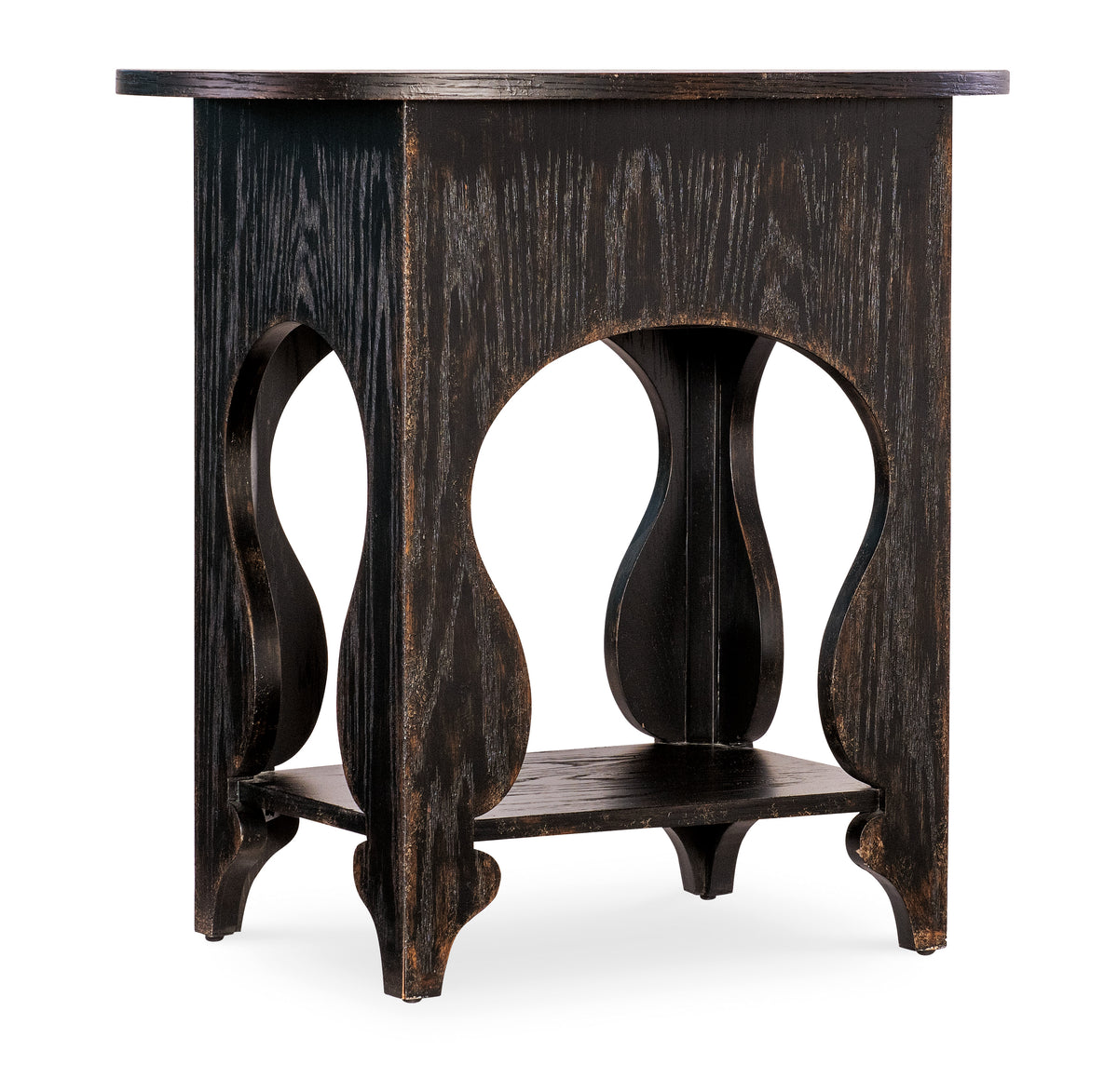 a black table with a hole in the middle
