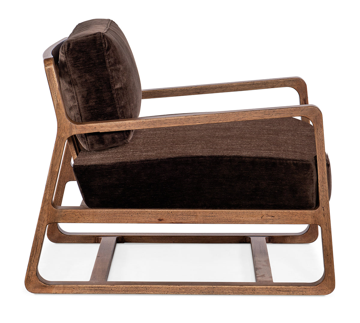a brown chair with wooden frame