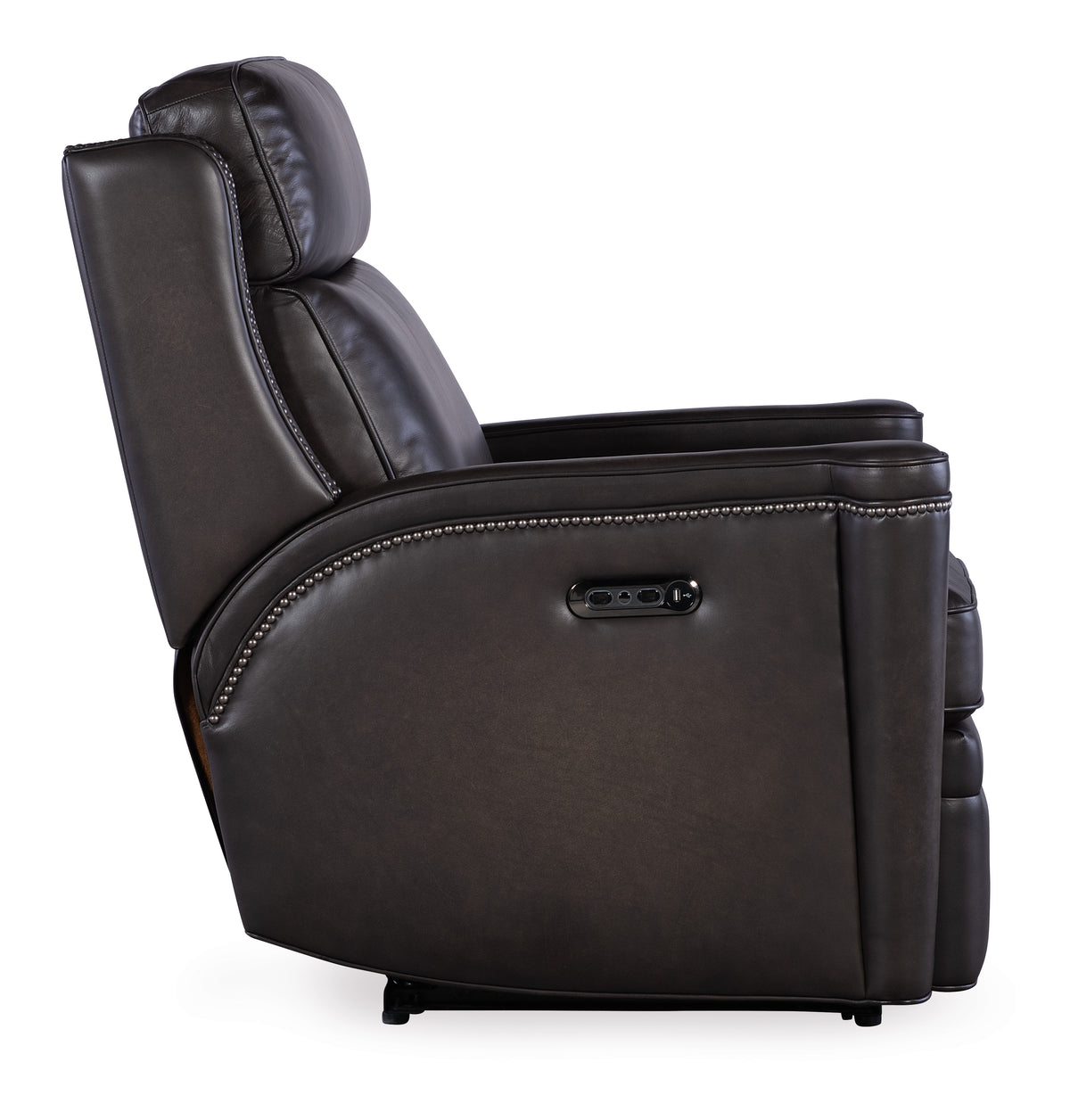 a black leather recliner chair