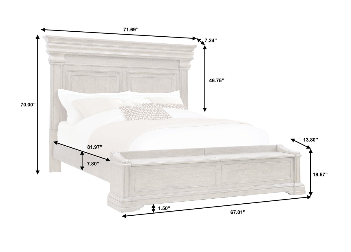 a white bed with sizes and sizes