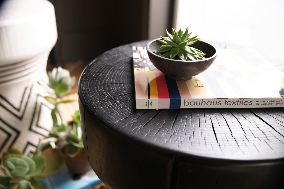 a small plant in a bowl on a book on a table