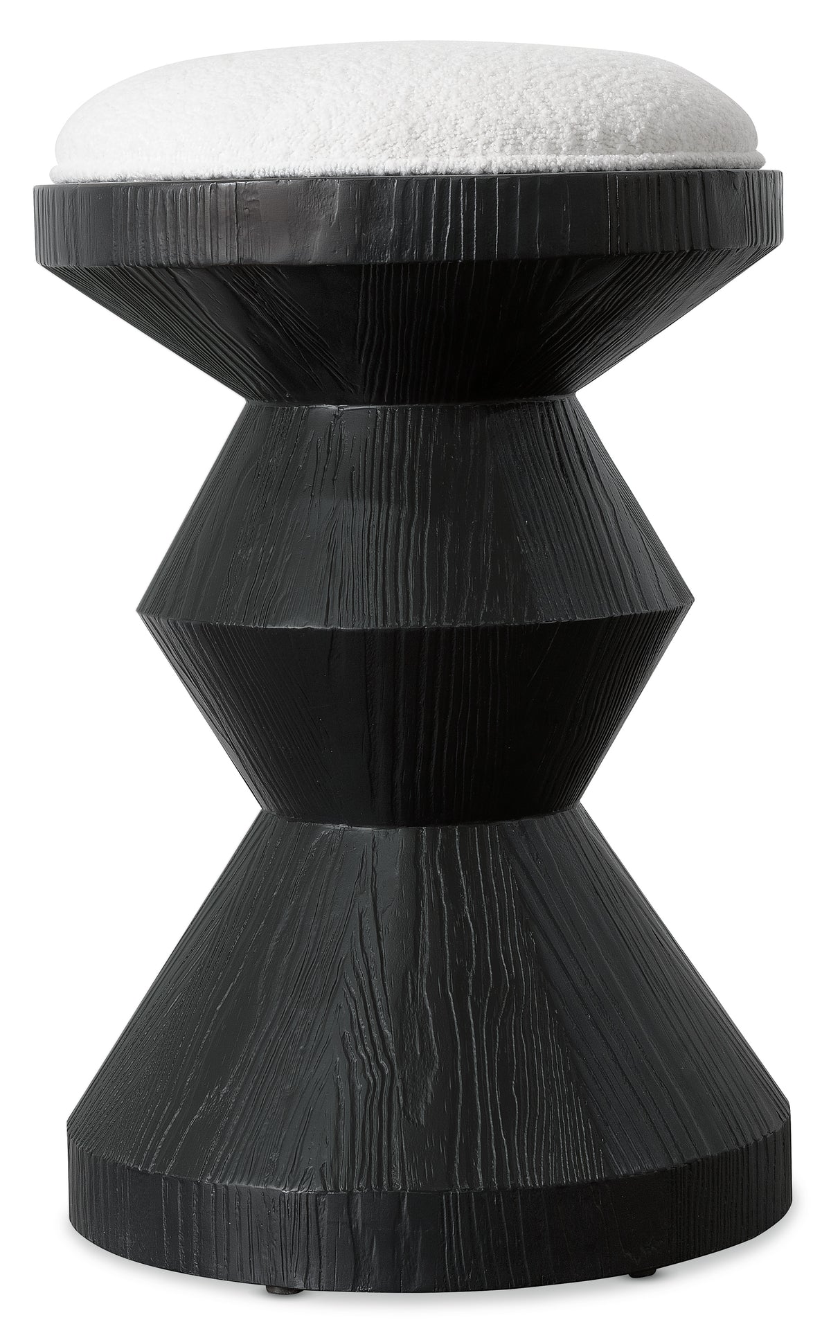 a black stool with a round top
