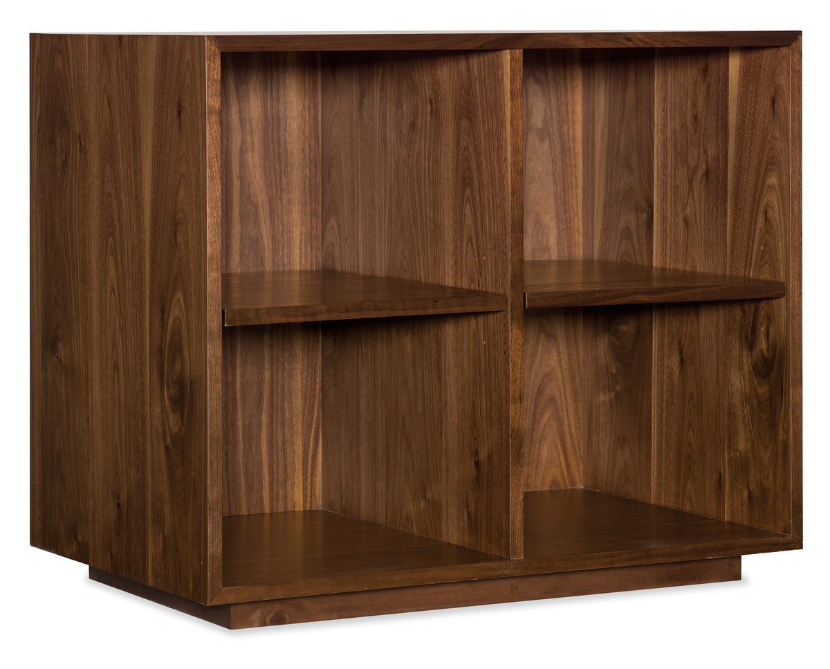 a wooden shelf with shelves