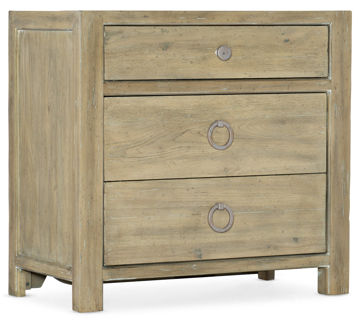 a wooden dresser with three drawers