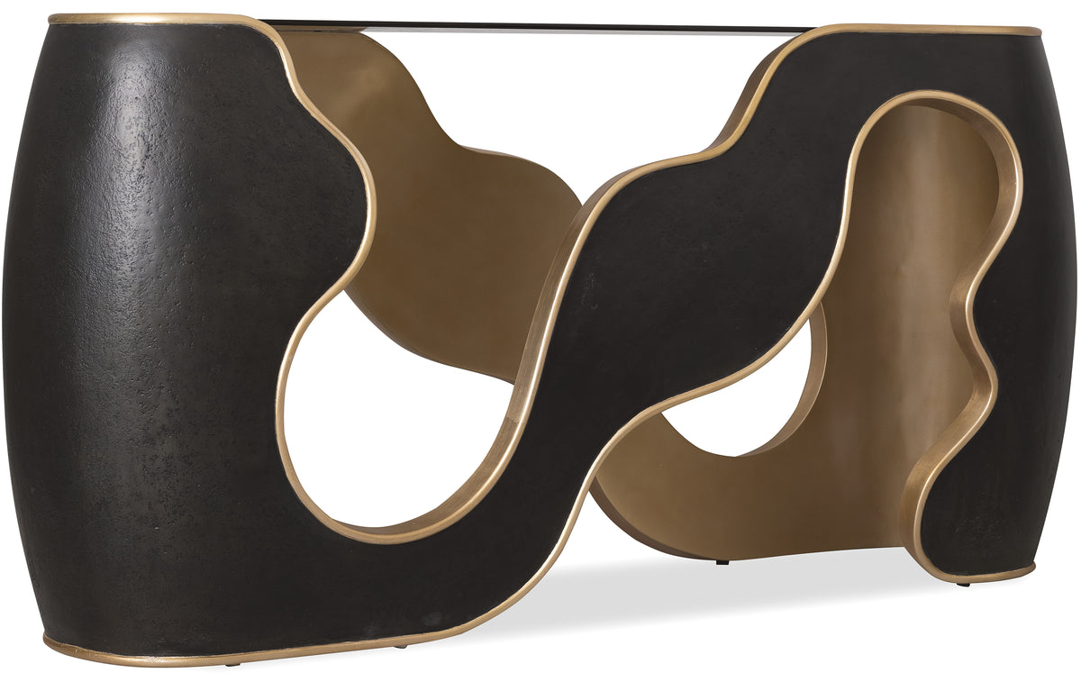 a black and gold table