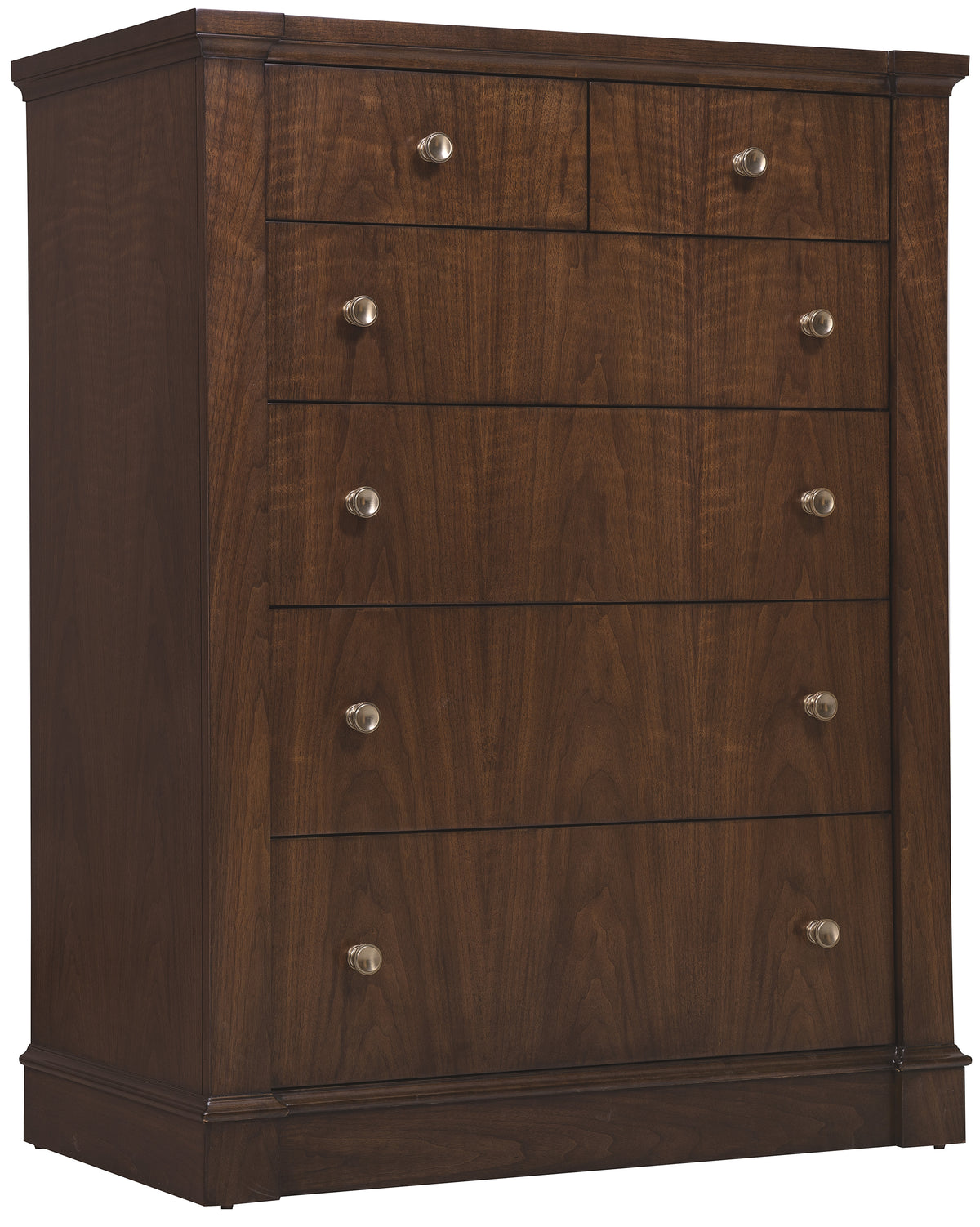 a brown chest of drawers