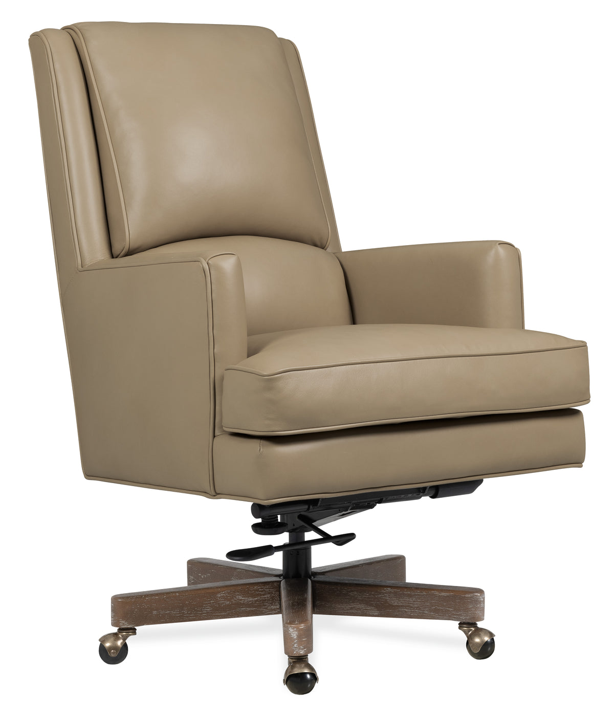 a tan leather office chair