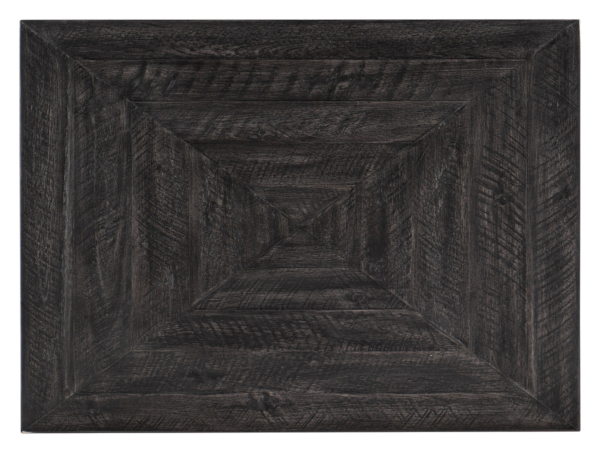 a black square wooden surface