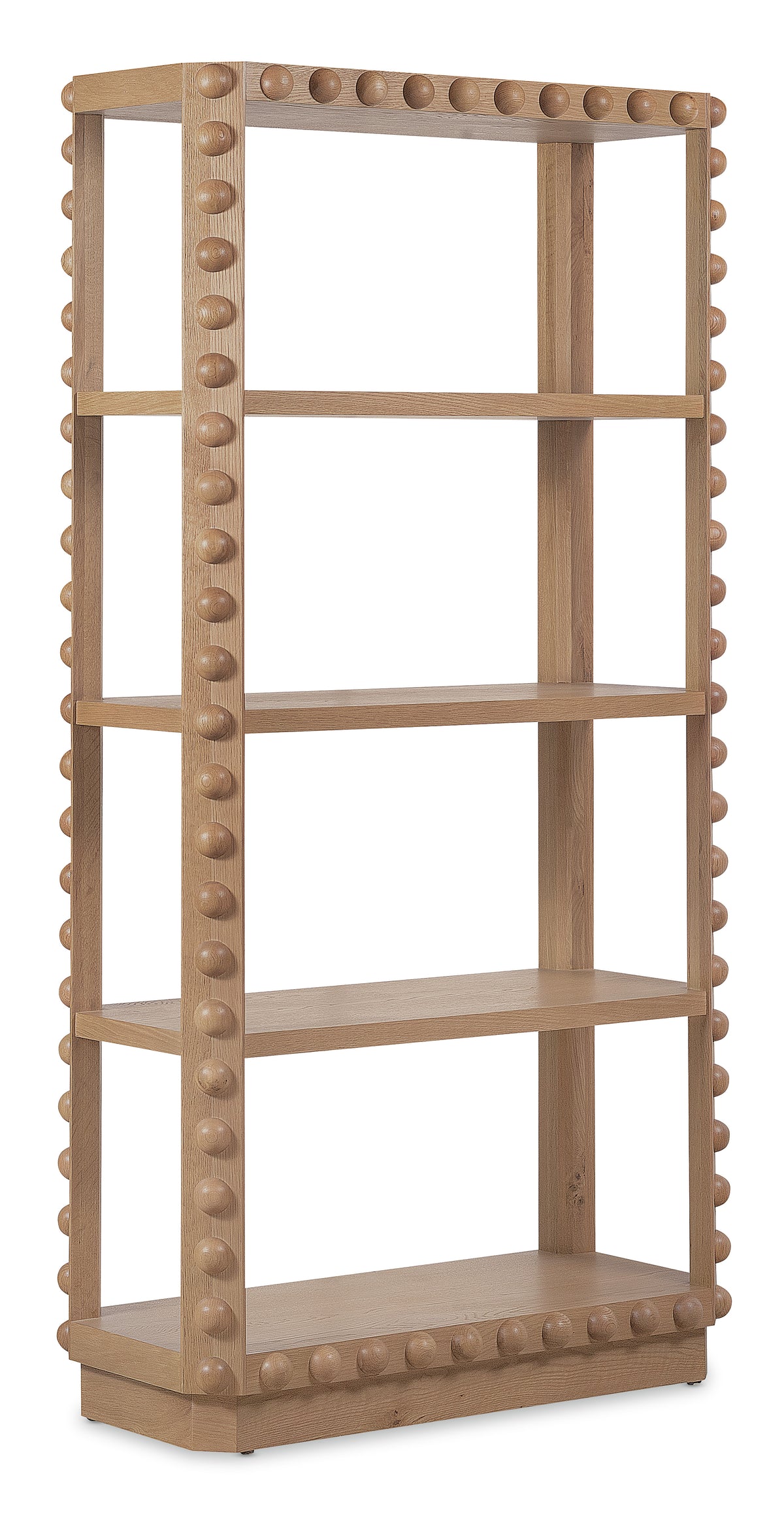 a wooden shelf with a round design