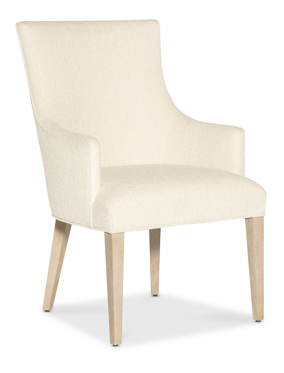 a white chair with wooden legs