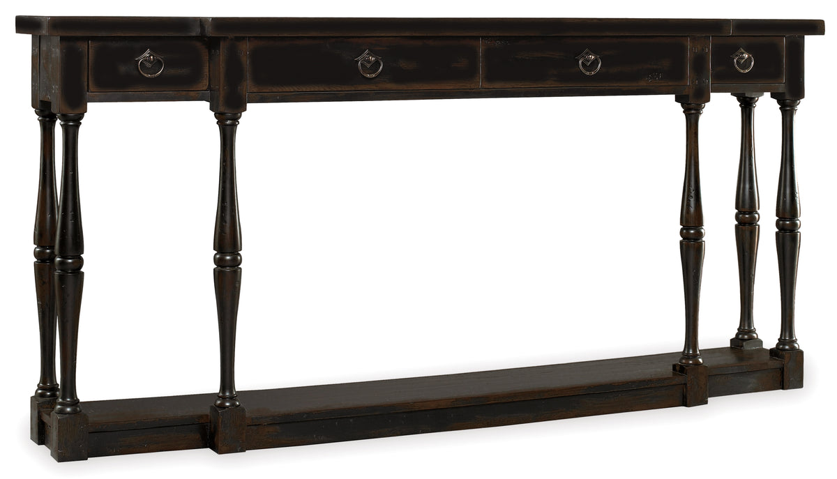 a black table with drawers