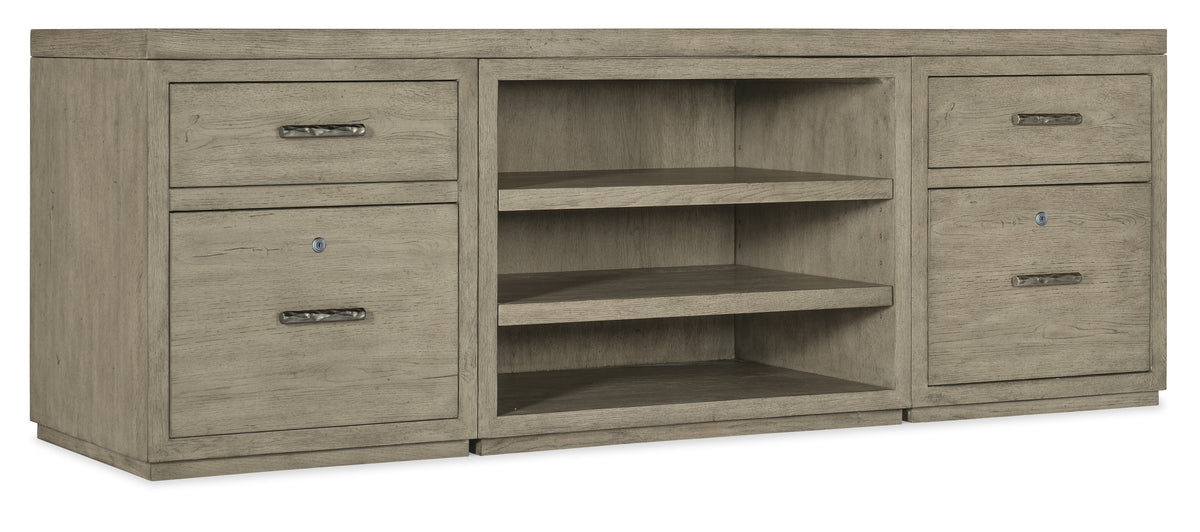 a wooden shelf with drawers