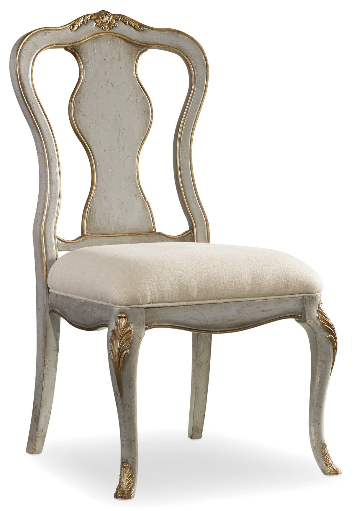 a white and gold chair