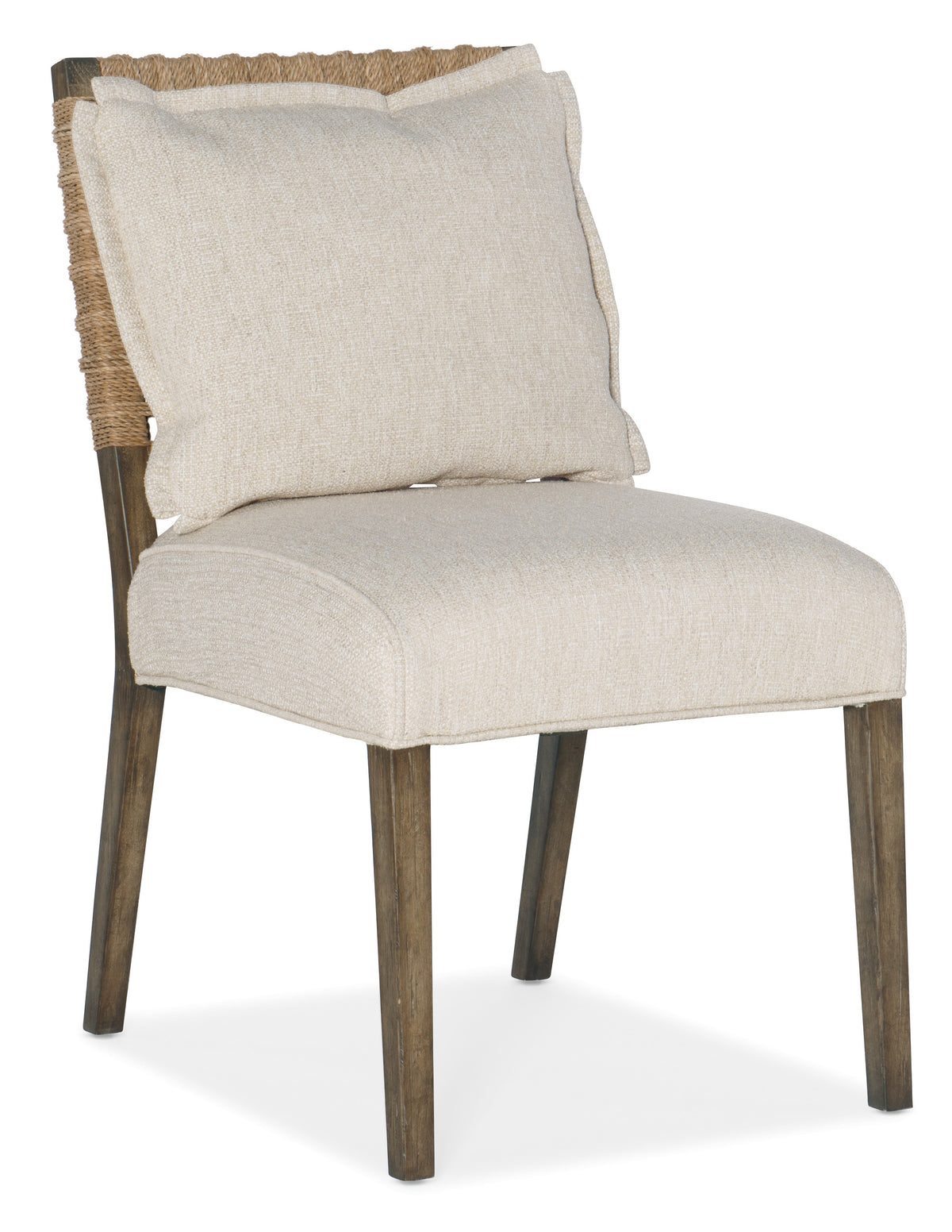 a white chair with a brown back