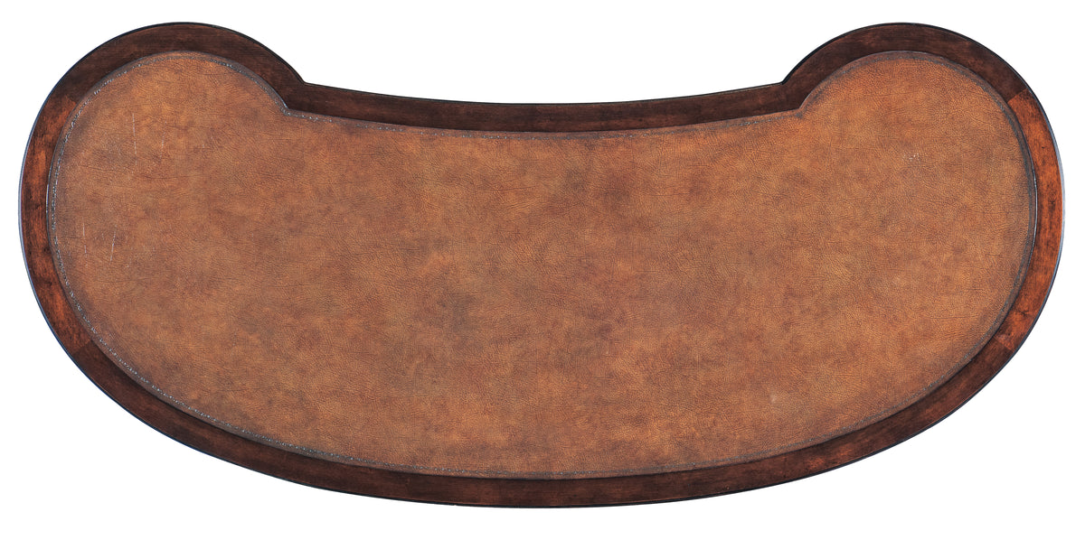 a brown leather sign with a black border