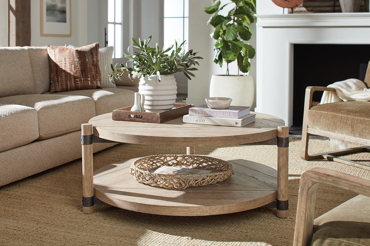 a coffee table in a living room