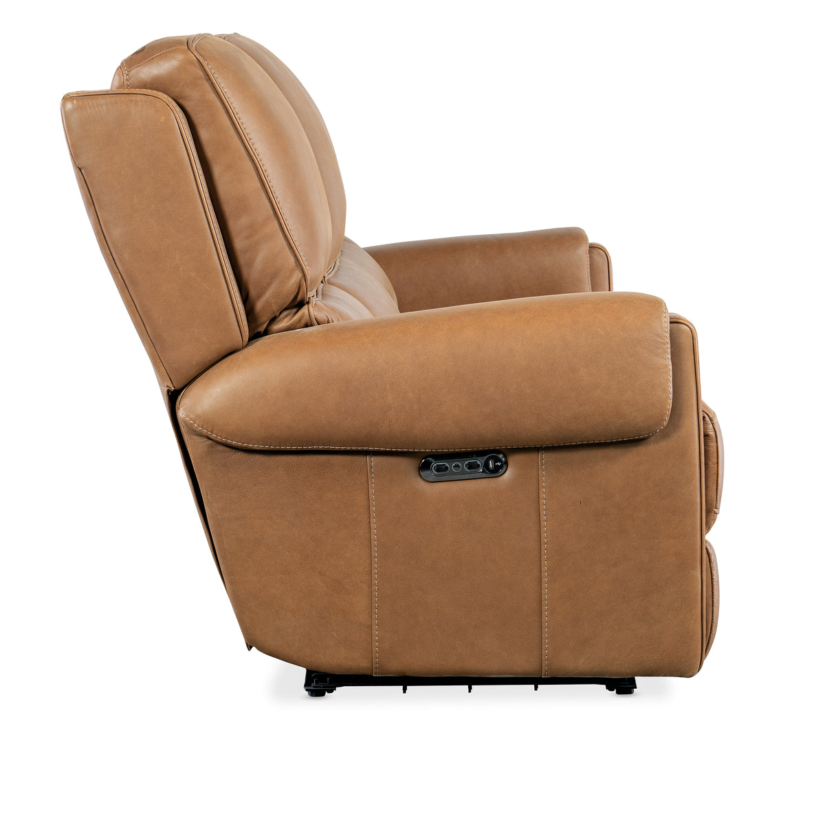 a brown leather recliner chair