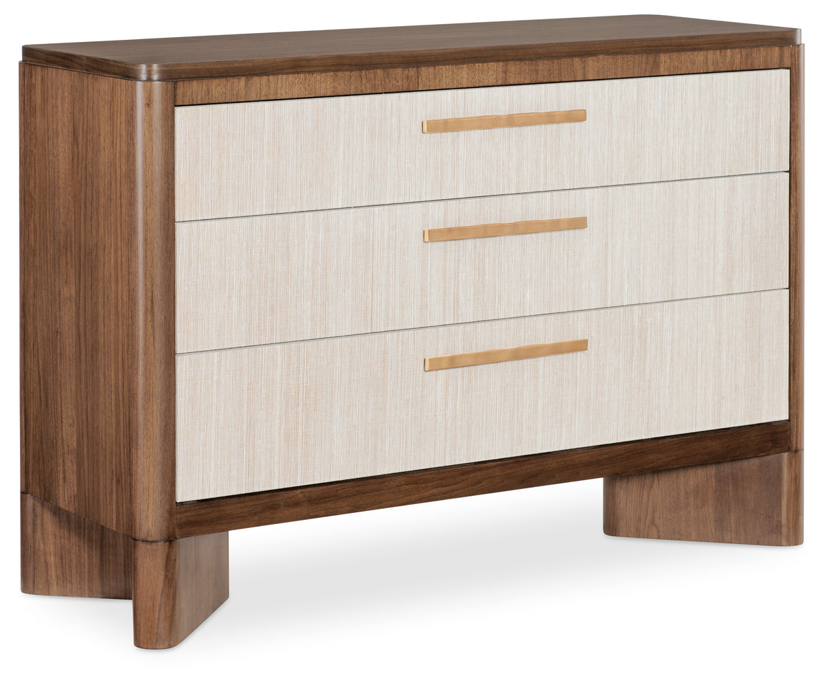 a brown and white dresser