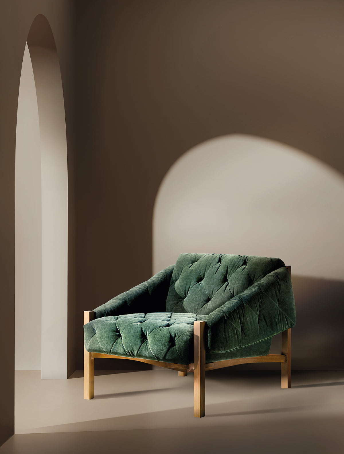 a green chair in a room