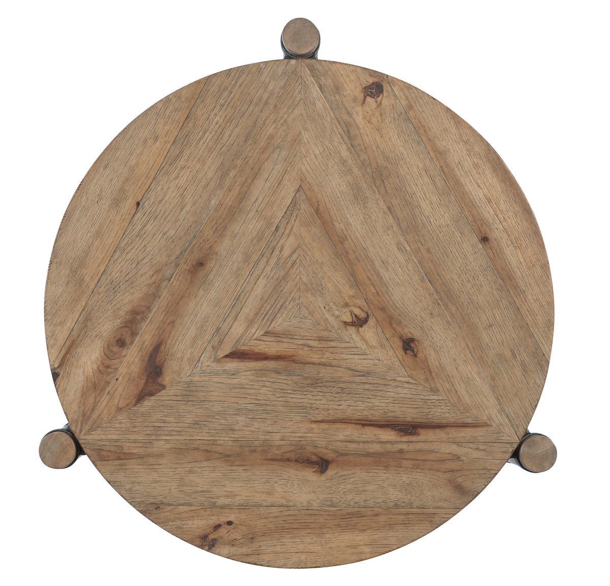 a circular wood surface with a triangle pattern