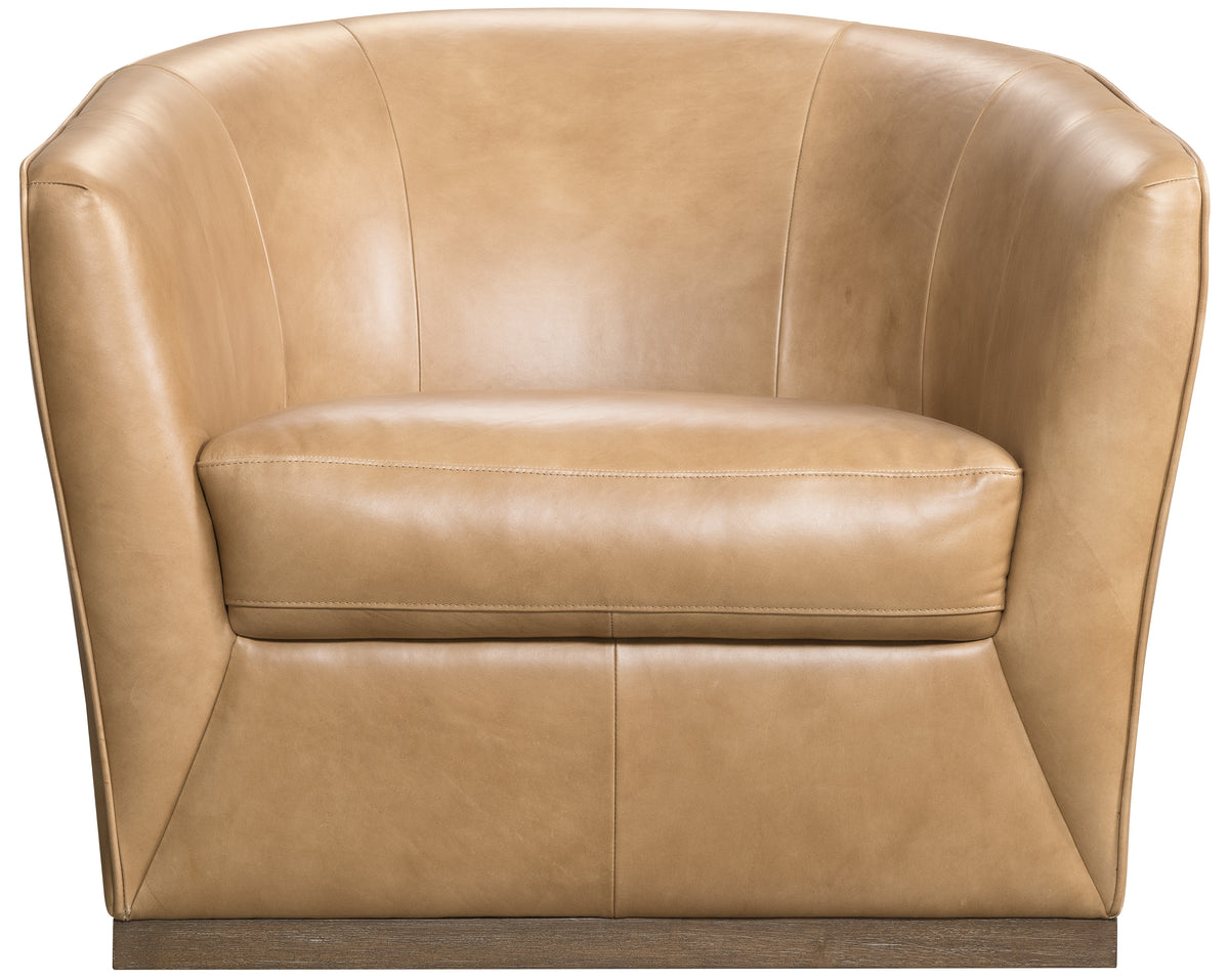a tan leather chair with a white background