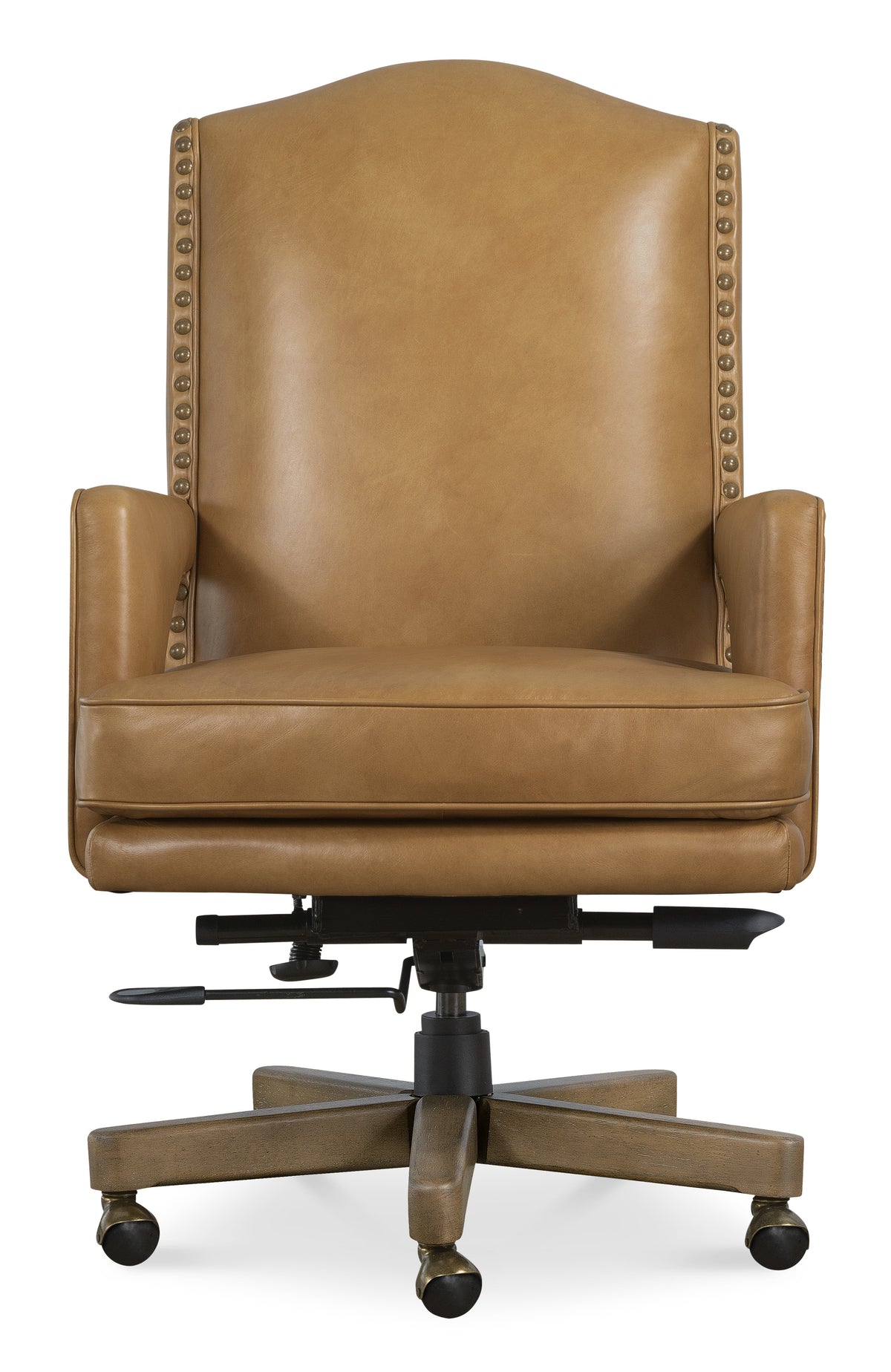 a brown leather office chair