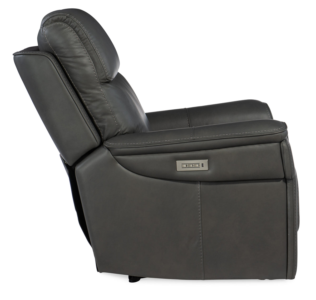 a black recliner with a white background