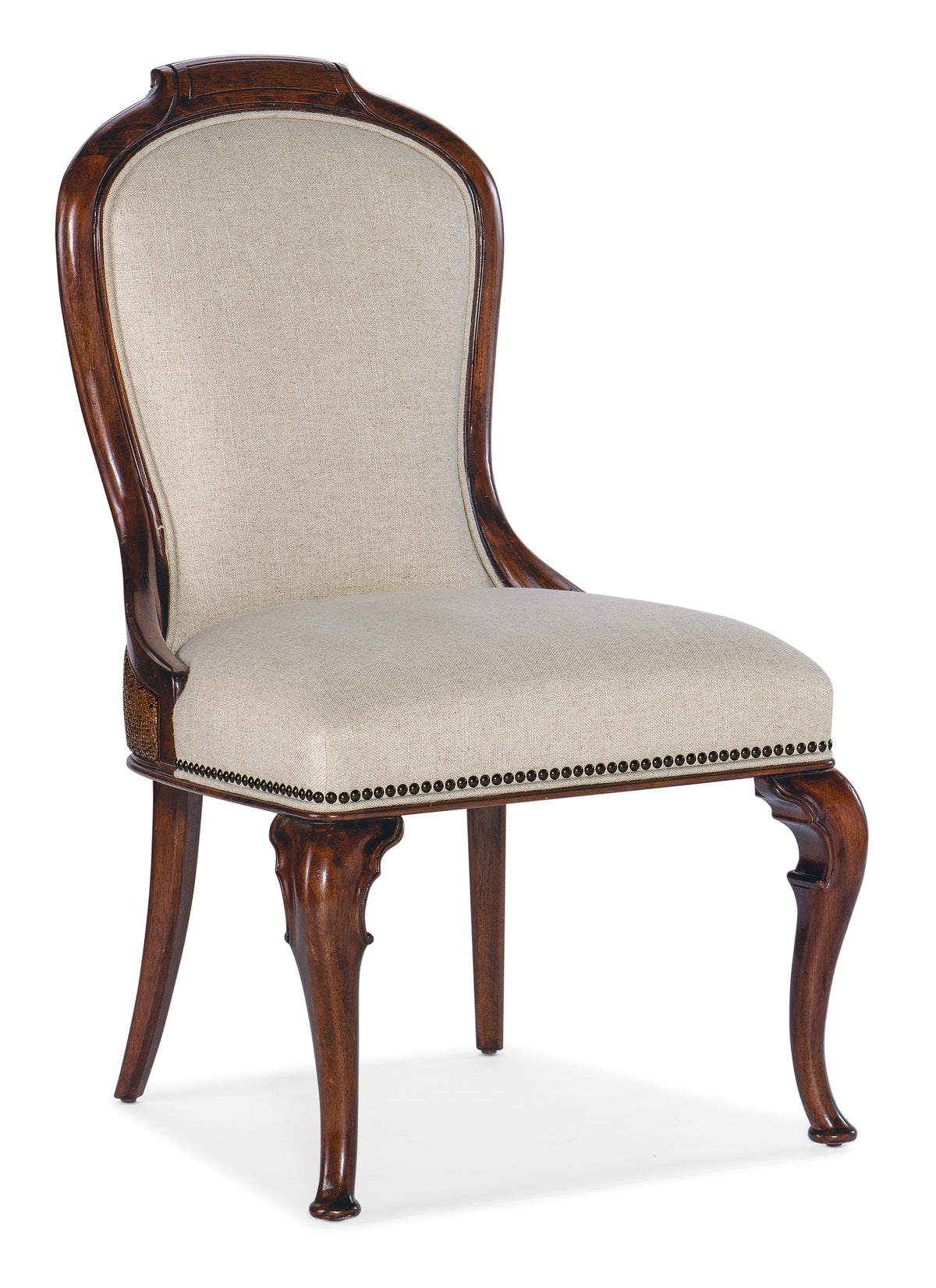 a chair with a white fabric upholstery