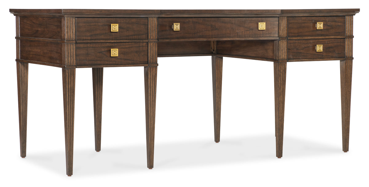 a wooden desk with drawers