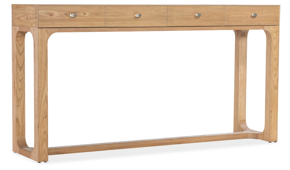 a wooden table with drawers