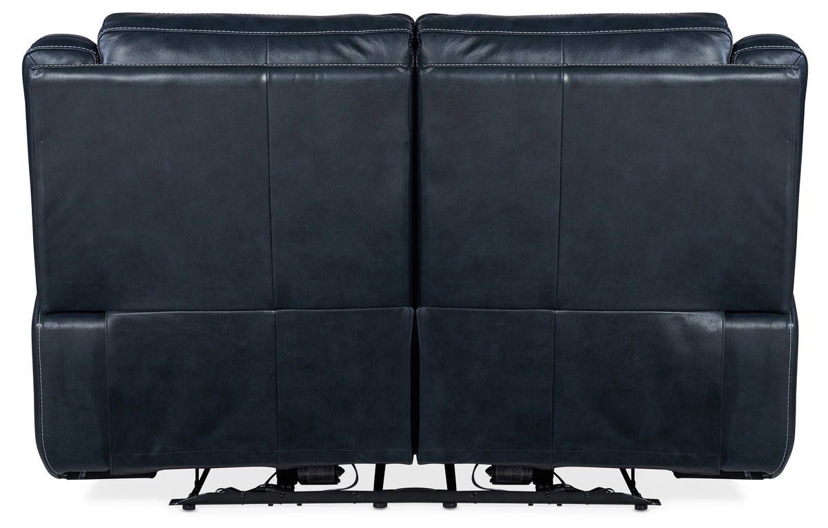 back of a black leather couch