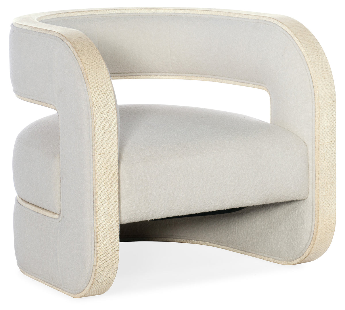 a white chair with a beige band around the back