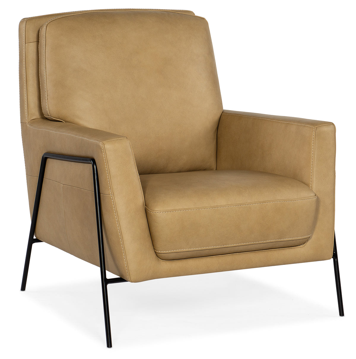 a tan leather chair with black legs