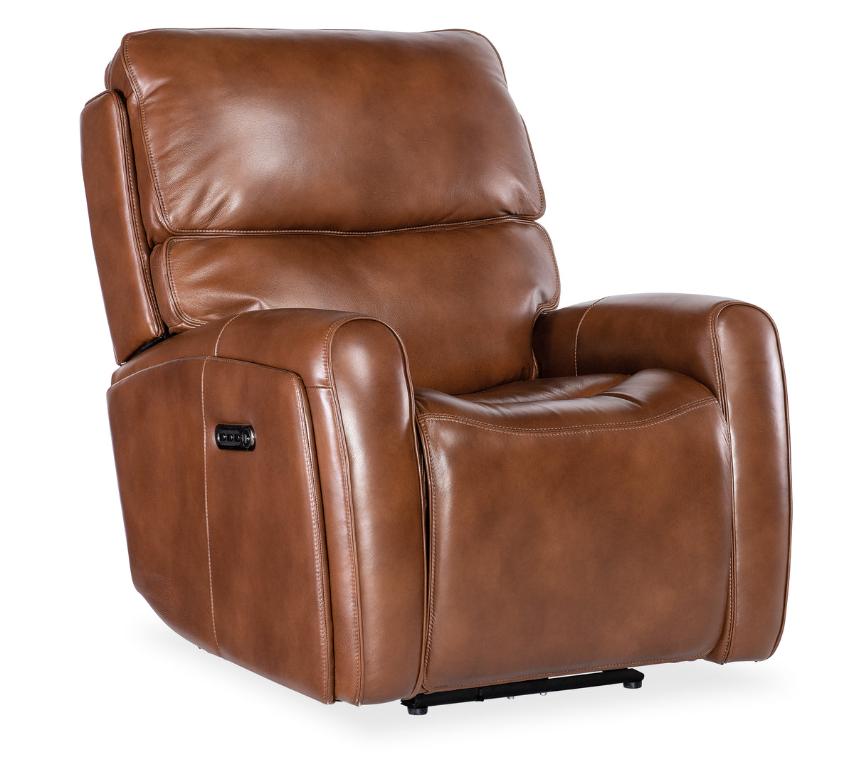 a brown leather recliner chair