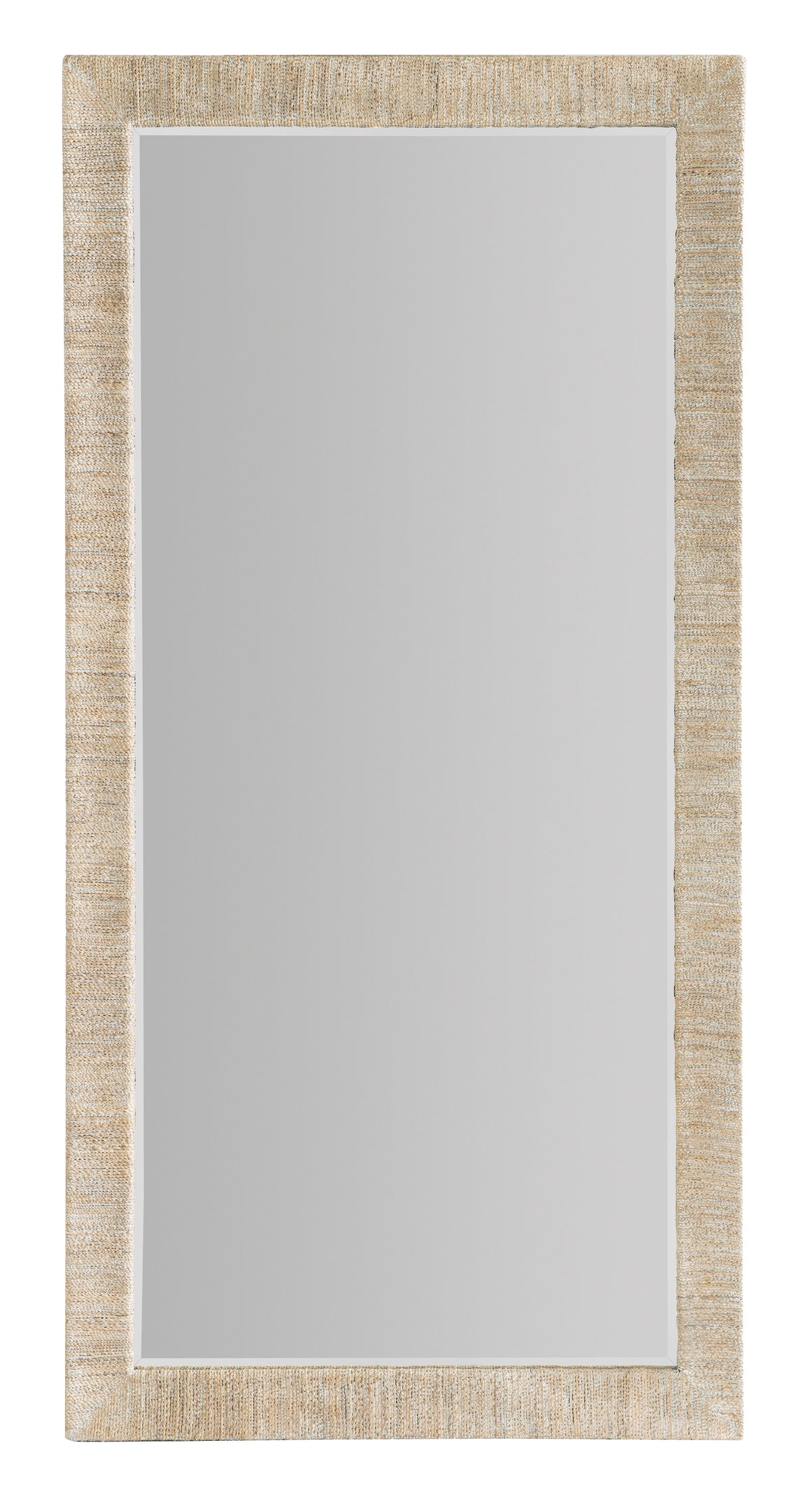 a rectangular mirror with fringed edges