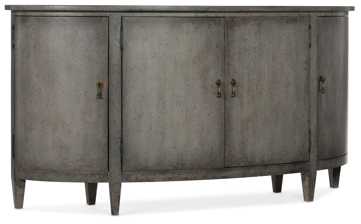 a grey cabinet with two doors